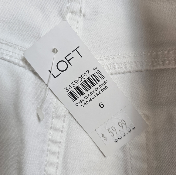 LOFT White A-Line Button Fly Denim Mini Skirt Size 6 NWT - Picture 3 of 6